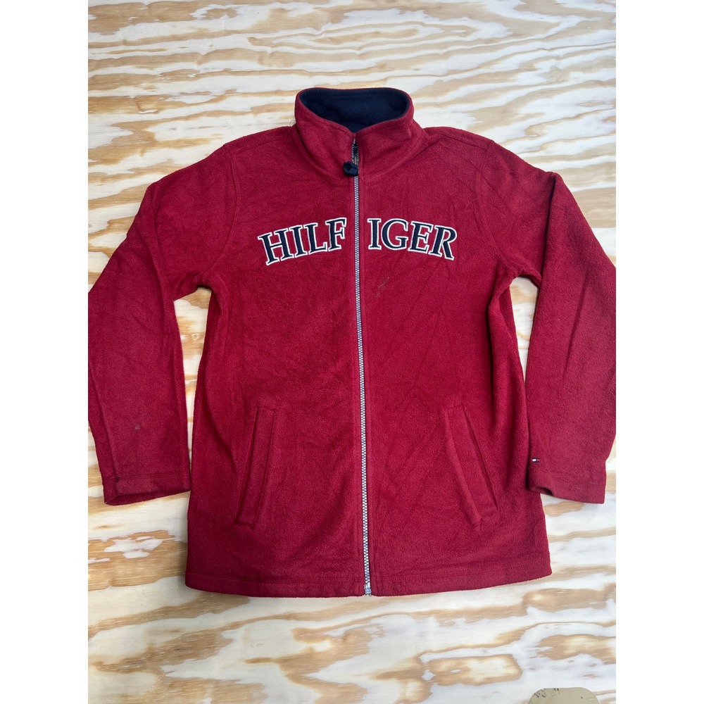 Tommy Hilfiger Boys Red Full Zip Fleece Jacket XL 16-18 Embroidered Logo